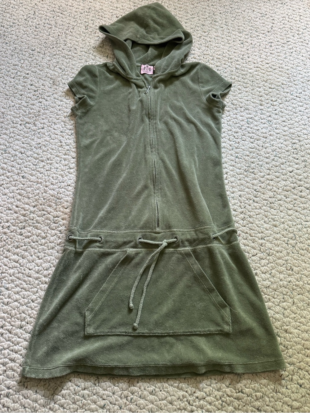 Juicy Couture Olive Green Hooded Terry Cloth Dress